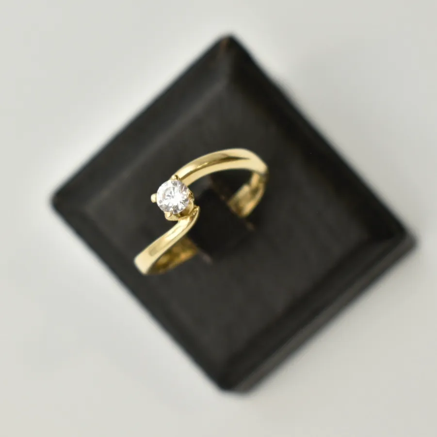 Δαχτυλίδι μονόπετρο φλόγα χρυσό Κ14 με ζιργκόν κωδ.RG003Υ φωτο 3
