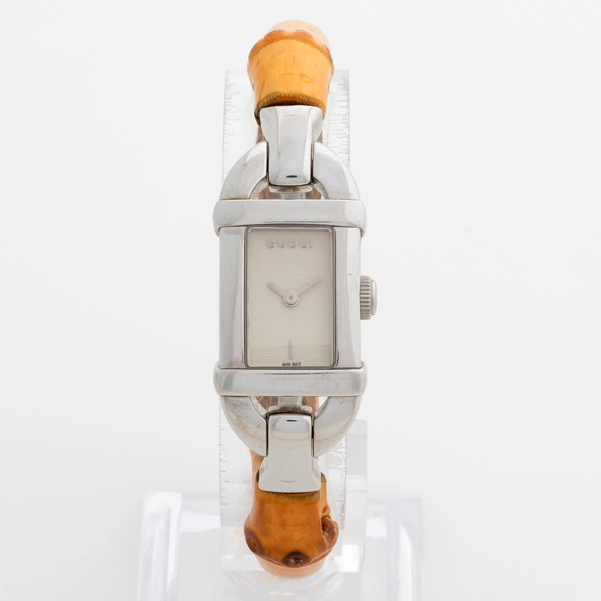 Gucci 6800L -Silver Dial & Bamboo Strap ρολόι χειρός φωτο 1