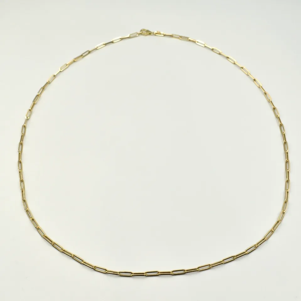 χρυσό κολιέ Κ14 με οβάλ κρίκους-paperclip κωδ. NECK017 φωτο 1